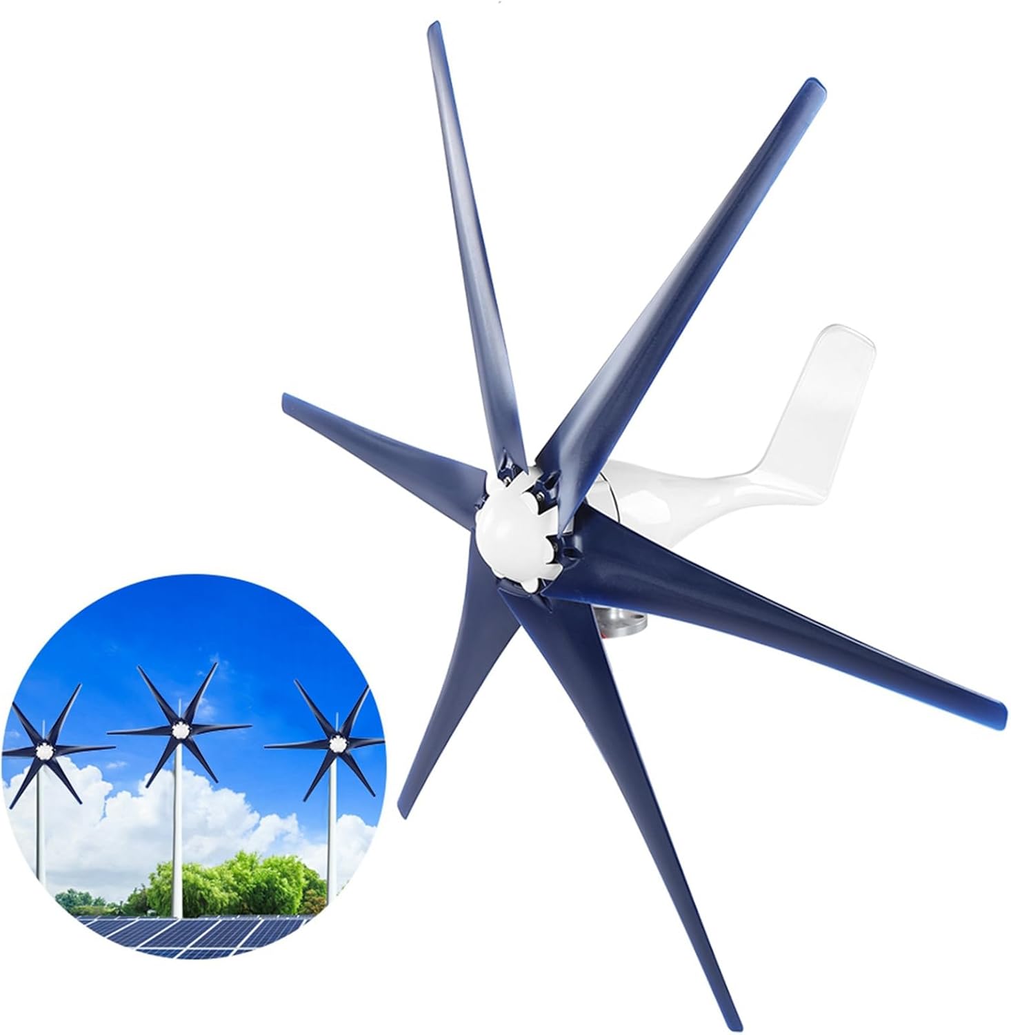 ViaGasaFamido Wind Turbine 800W 12V/24V/48V Windmill Generator Kit - 6 Blade Wind Controller for Boats, Terraces, Cabins or Home (Blue, 48V)