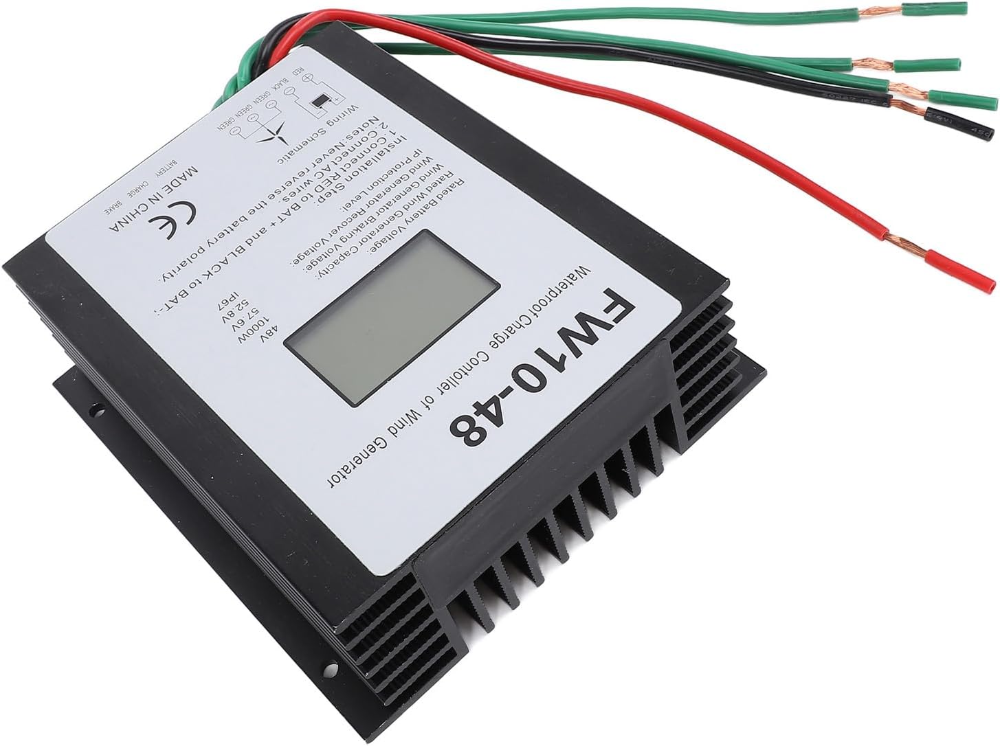 Pilipane MPPT Wind Turbine Charge Controller 48V IP67 Water Automatic Regulator for 1000W Wind Turbine Generator Aluminum Shell 15.1x13.3x5cm