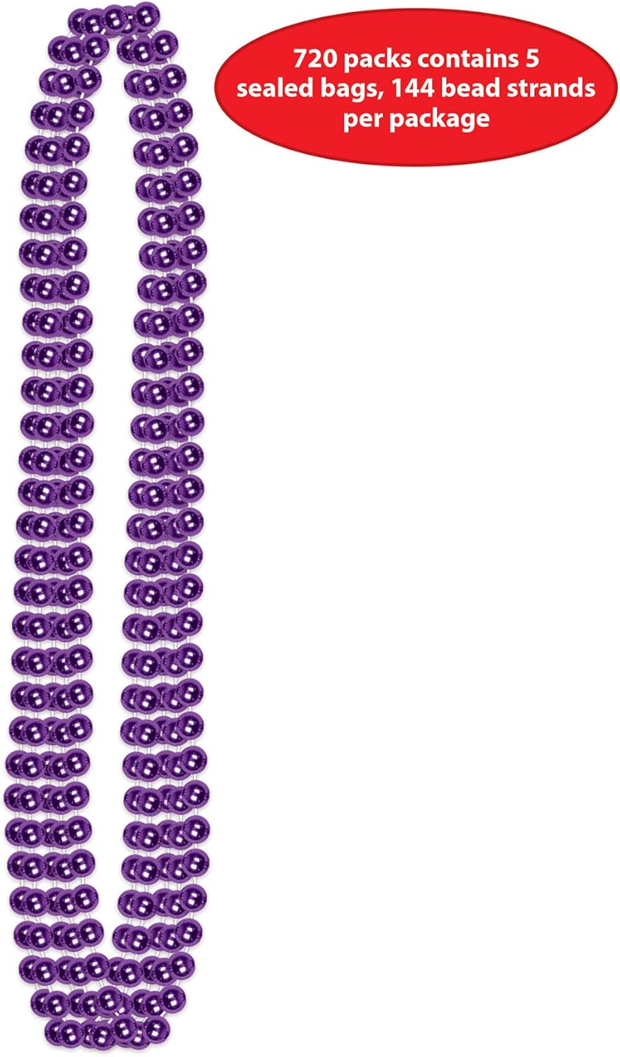 Beistle Bulk 720-Pack Small Round Party Beads, 7mm by 33-Inch, Purple