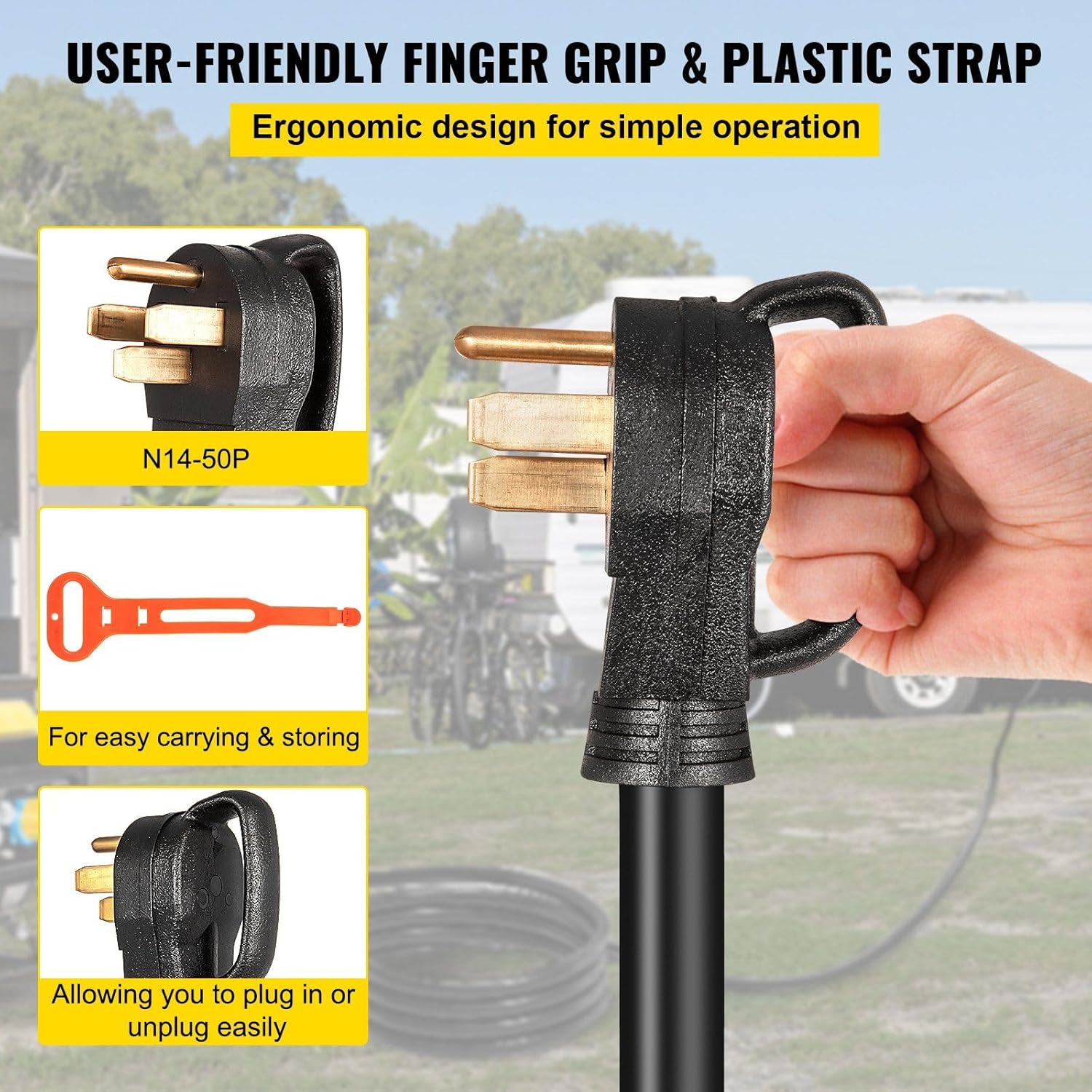 75ft 50 Amp Heavy Duty Generator Extension Cord, 6AWG/3C+8AWG/1C with N14-50P, SS2-50R & CS6364 Twist Lock Connectors, All-Weather Power Cord for Industrial and Home Backup