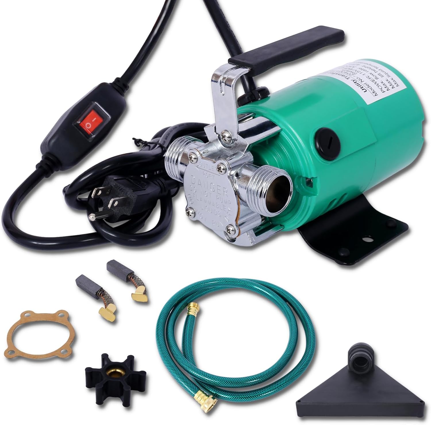 115V 330GPH Portable Electric Water Transfer Pump, 39FT Lift, with 6' Hose Kit, for Pool/Garden/Hot Tub(Green)