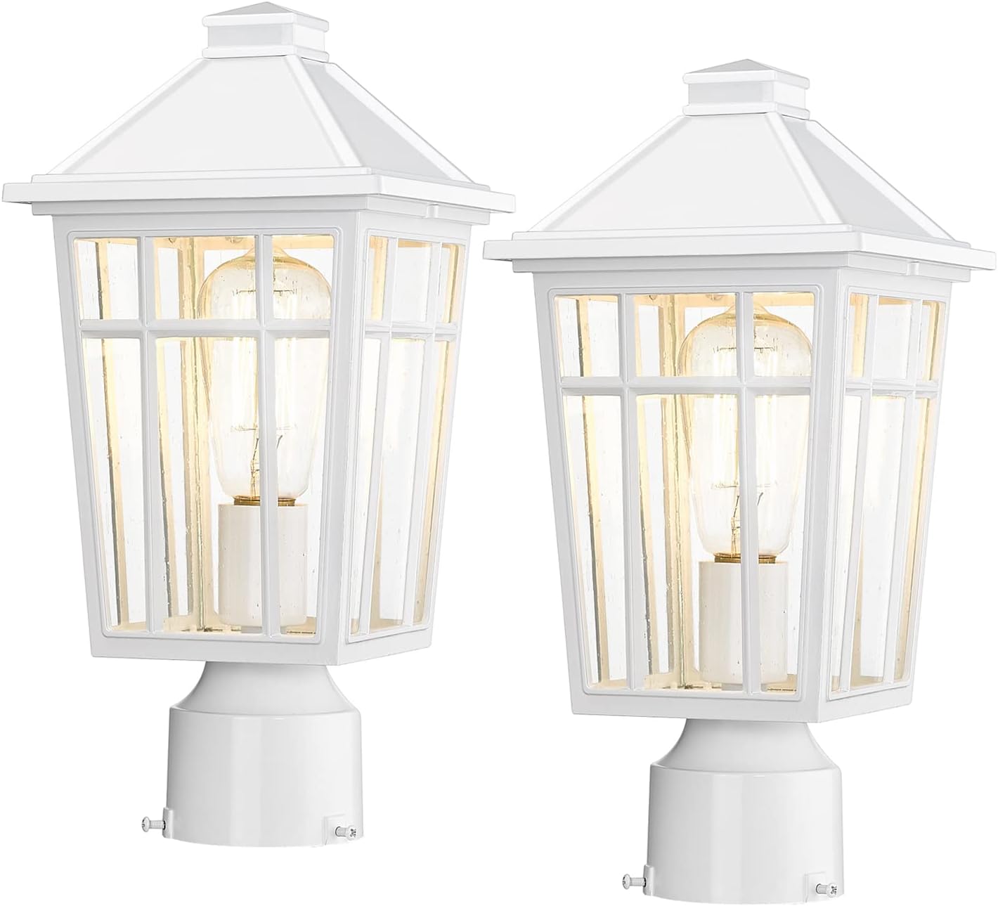 Darkaway Outdoor Post Lights Lamp Post Light Fixture, Waterproof Aluminum Housing with Glass, Fence Post Deck Lighting for Garden, Patio, Pathway (2 Pack, White)