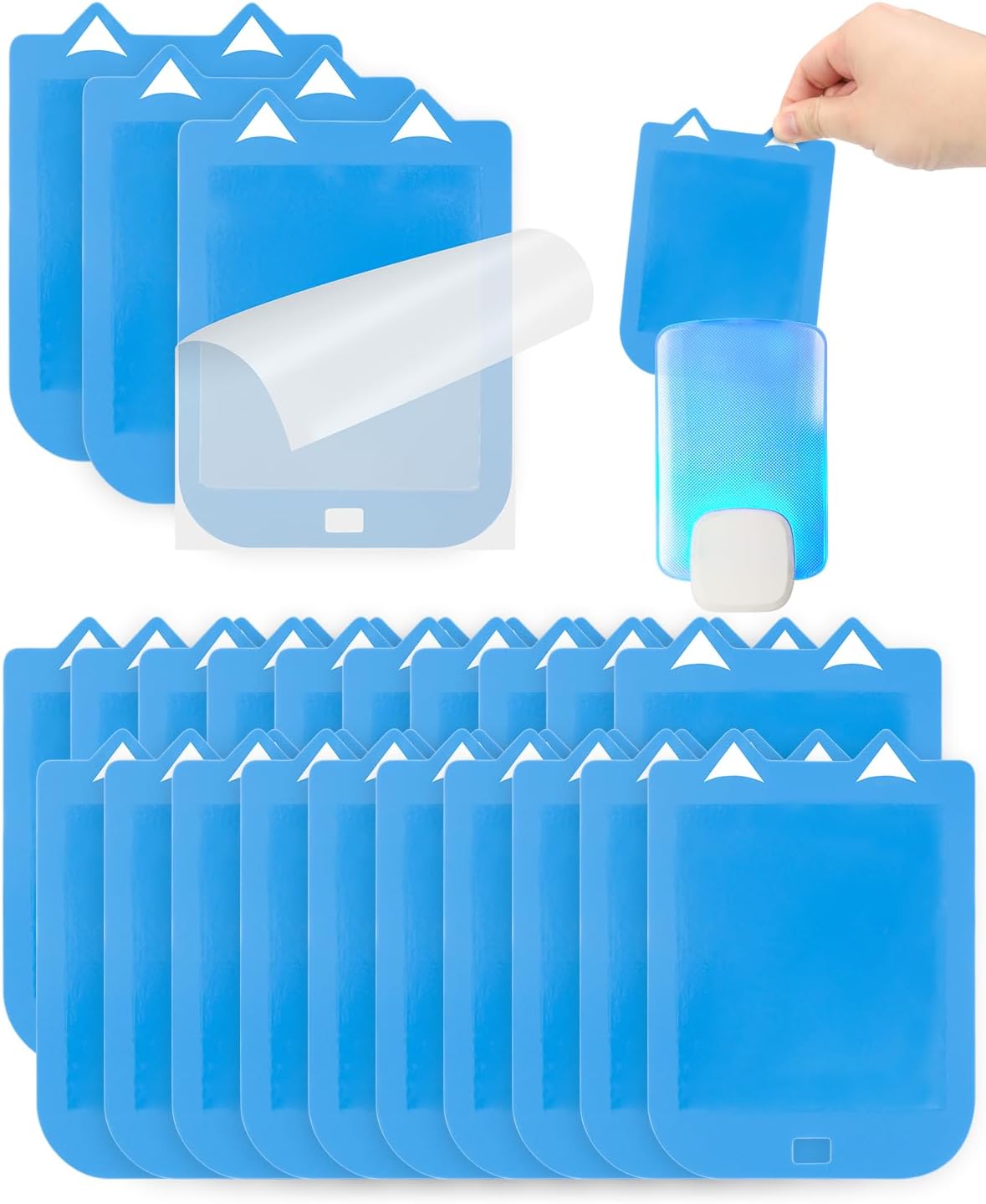 25 Pack Refill Cartridges for Raid Essentials Flying Insect Light Trap, Double Sided Plug-in Blue Light Replacement Insect Trap Glue Boards for Bugs Flies Gnats