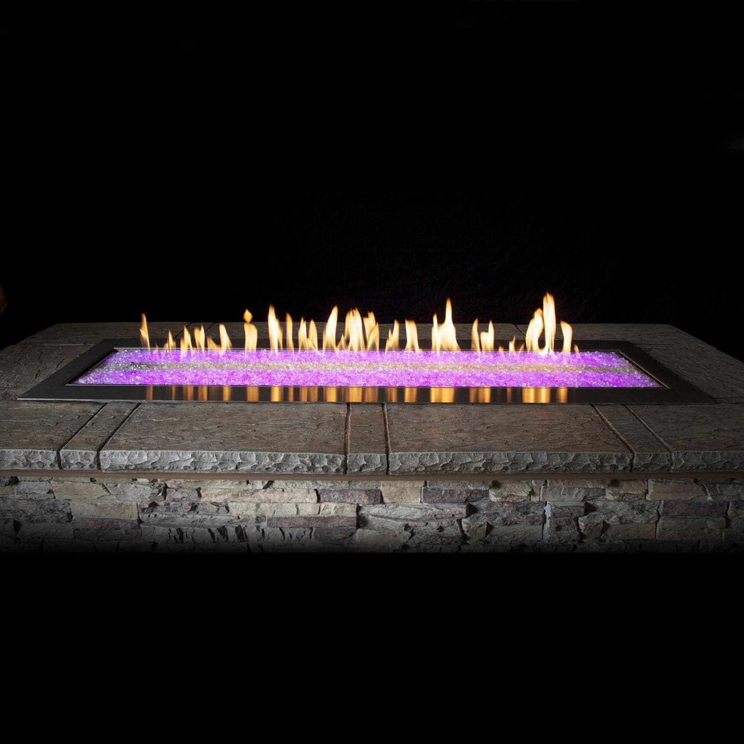 White Mountain Hearth By Empire Carol Rose 60-inch Propane Gas Outdoor Linear Fire Pit Kit W/Manual Electronic Ignition & Led Light System - Ol48tp10p