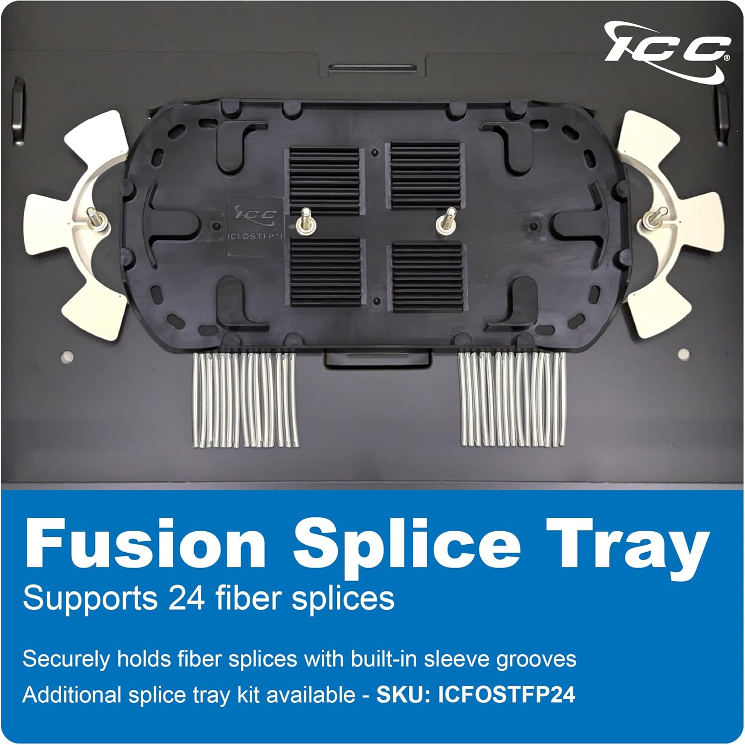 ICC 1U Fiber Optic Rack Mount Enclosure - 3 Slots for LGX Compatible Adapter Panels or Cassettes, Supports up to 72 Fibers, Fits 19-Inch Racks, Secure Fiber Management Solution, ICFORE31RM