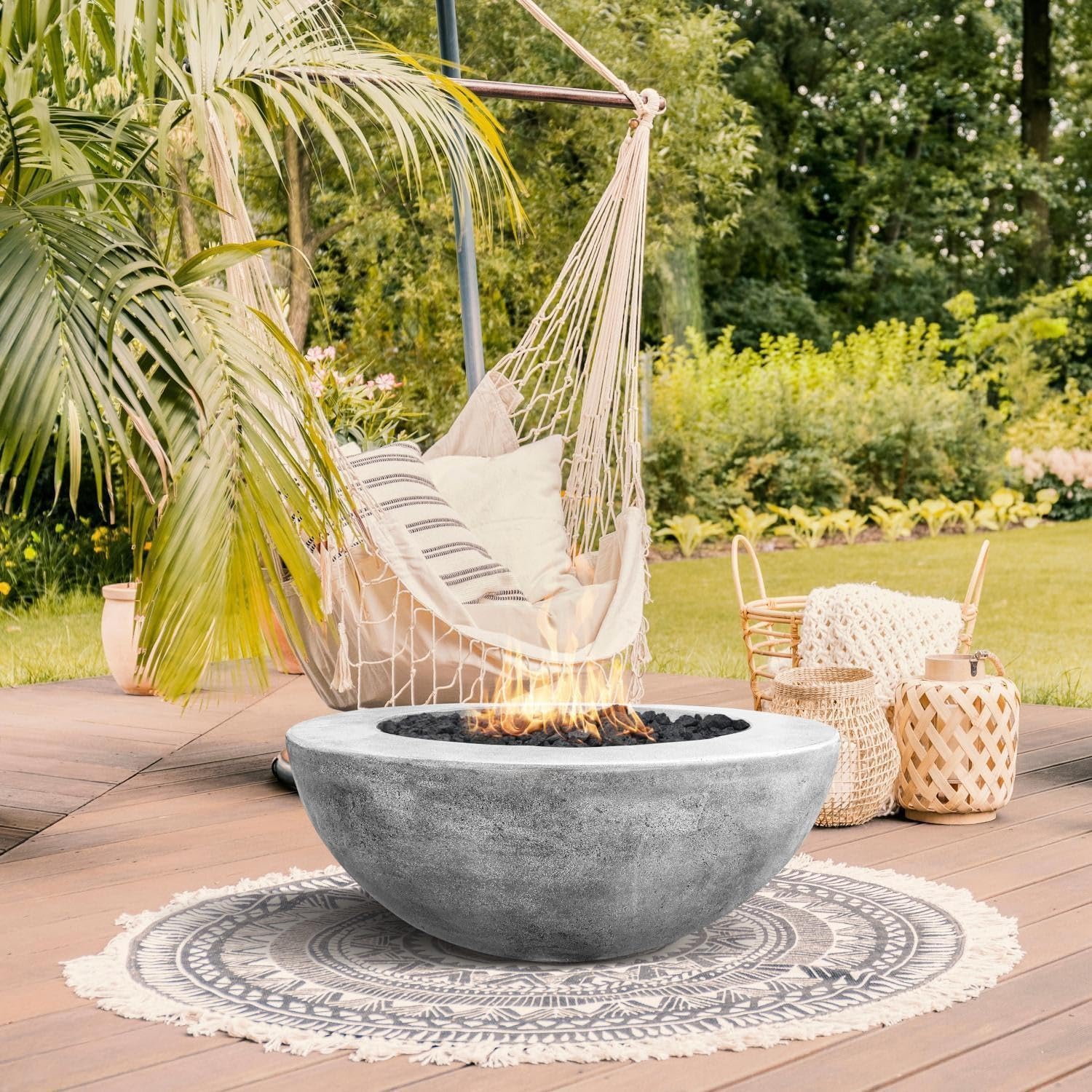 Lakeview Valley Bay 5 36-Inch Natural Gas Round Fire Bowl - Pewter - SCPH-426-4NG