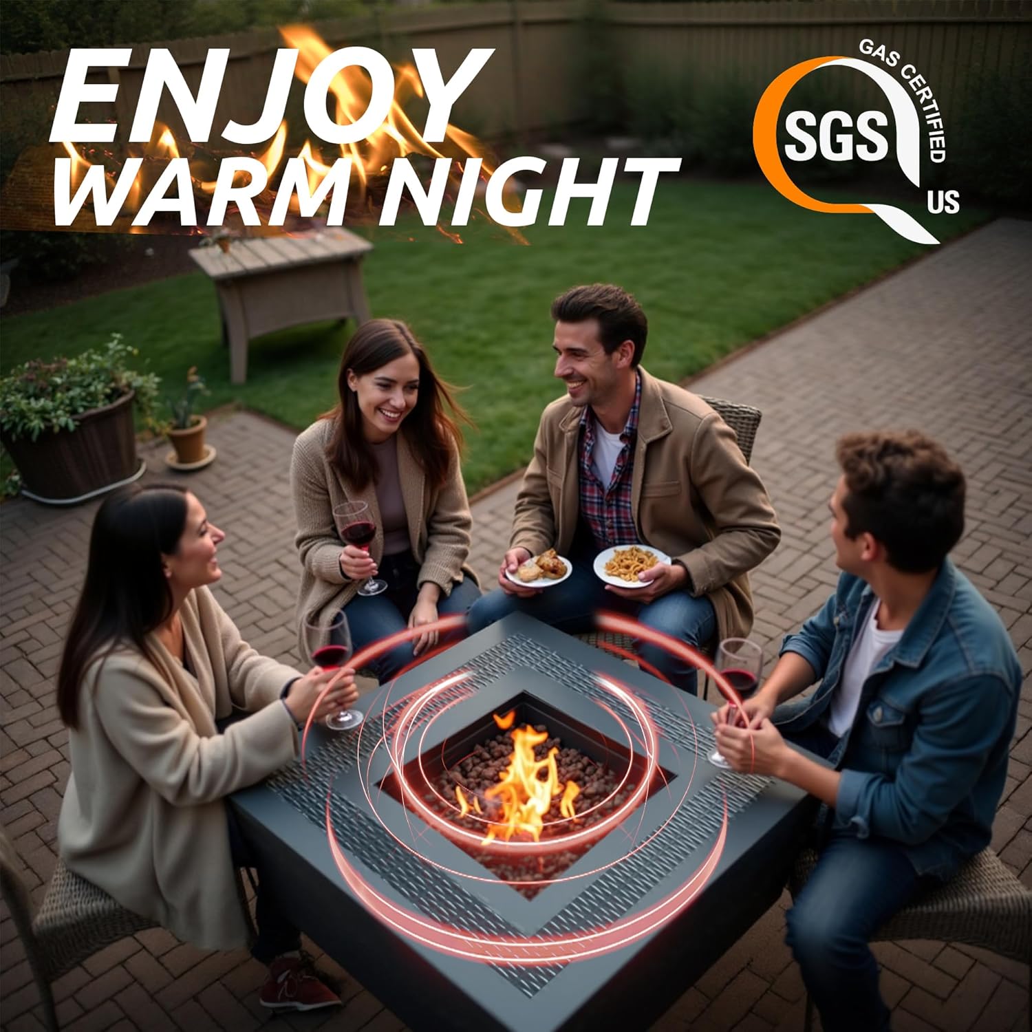 Propane Fire Pit Table,Out Door Fire Pits & Fireplaces,Gas Fire Pit with Lid and Lava Rock.Square Black Fire Pit Table on Patio Deck & Garden Backyard. (Raven‌ Black, 28-inch)