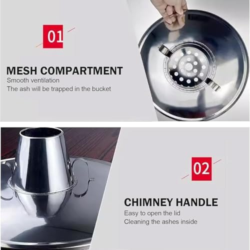 Portable Stainless Steel Burn Barrel - Outdoor Incinerator with Fire Hook for Efficient Yard Waste, Leaves, Debris, Paper Burning - Ideal Garden Fire Pit