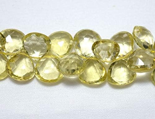 lemon quartz heart shape beads, faceted heart shape briolettes gemstone for jewelry, 9-14mm approx, 5.5 inch strand
