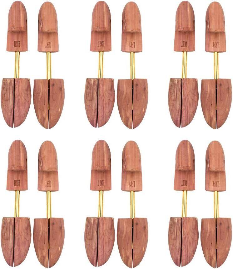 Cedar Shoe Trees for Men, Wood Shoe Tree with Split Toe, 7–14 Size Shoe Accessories for Sneakers, Boots 6 Packs