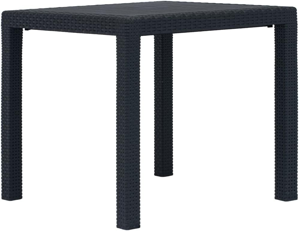Outdoor Patio Table Rattan Look Patio Dining Table Camping Table, Sturdy Rectangular Faux Wicker Patio Table Side Table End Table, Indoor/Outdoor Furniture, Anthracite 31.1