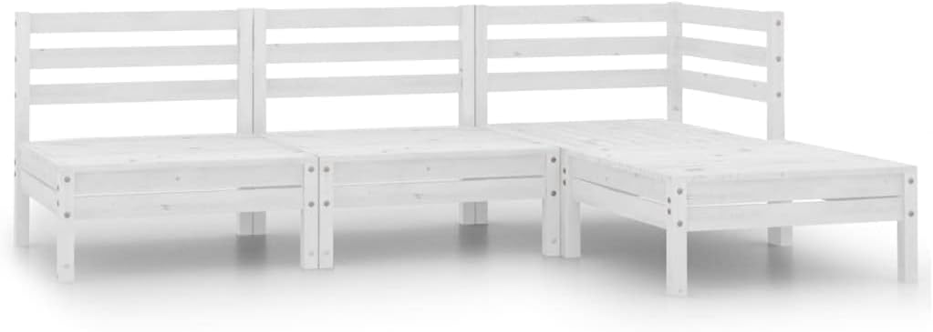 Patio Set 4 Piece Patio Lounge Set Solid Pinewood White
