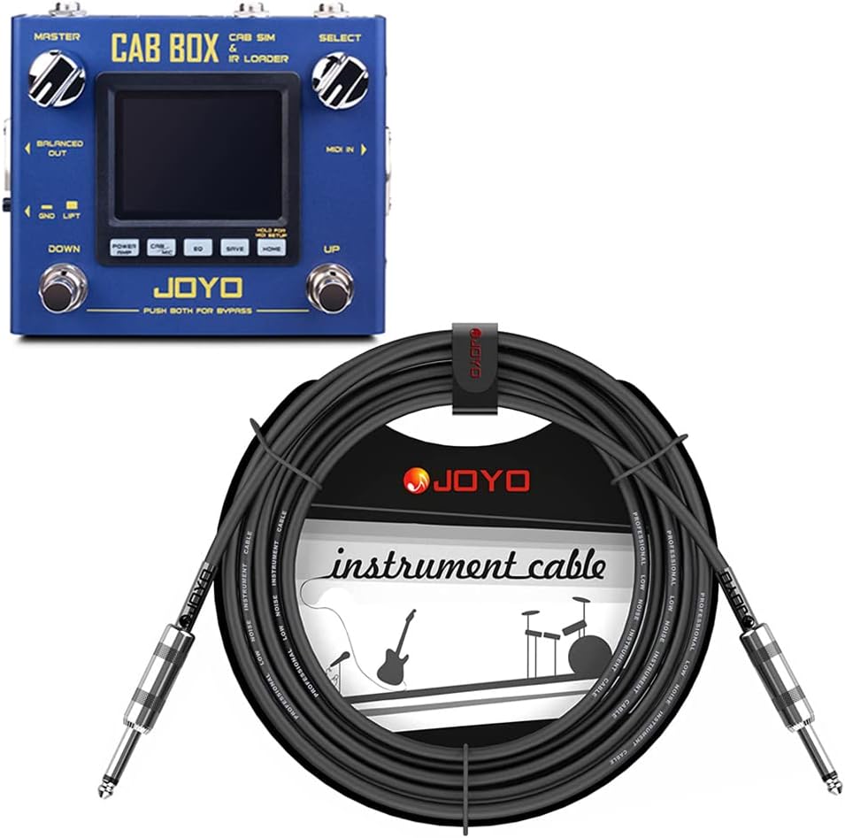 JOYO Cabinet Modeling & Amp Simulator Effect Pedal R-08 Bundle with Guitar Cable Instrument Cable 15 Feet CM-04