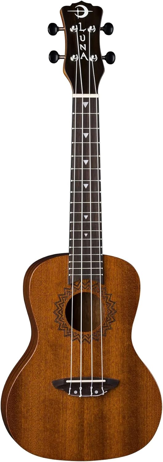 Luna Vintage Mahogany Concert Ukulele Pack with Tuner and Bag