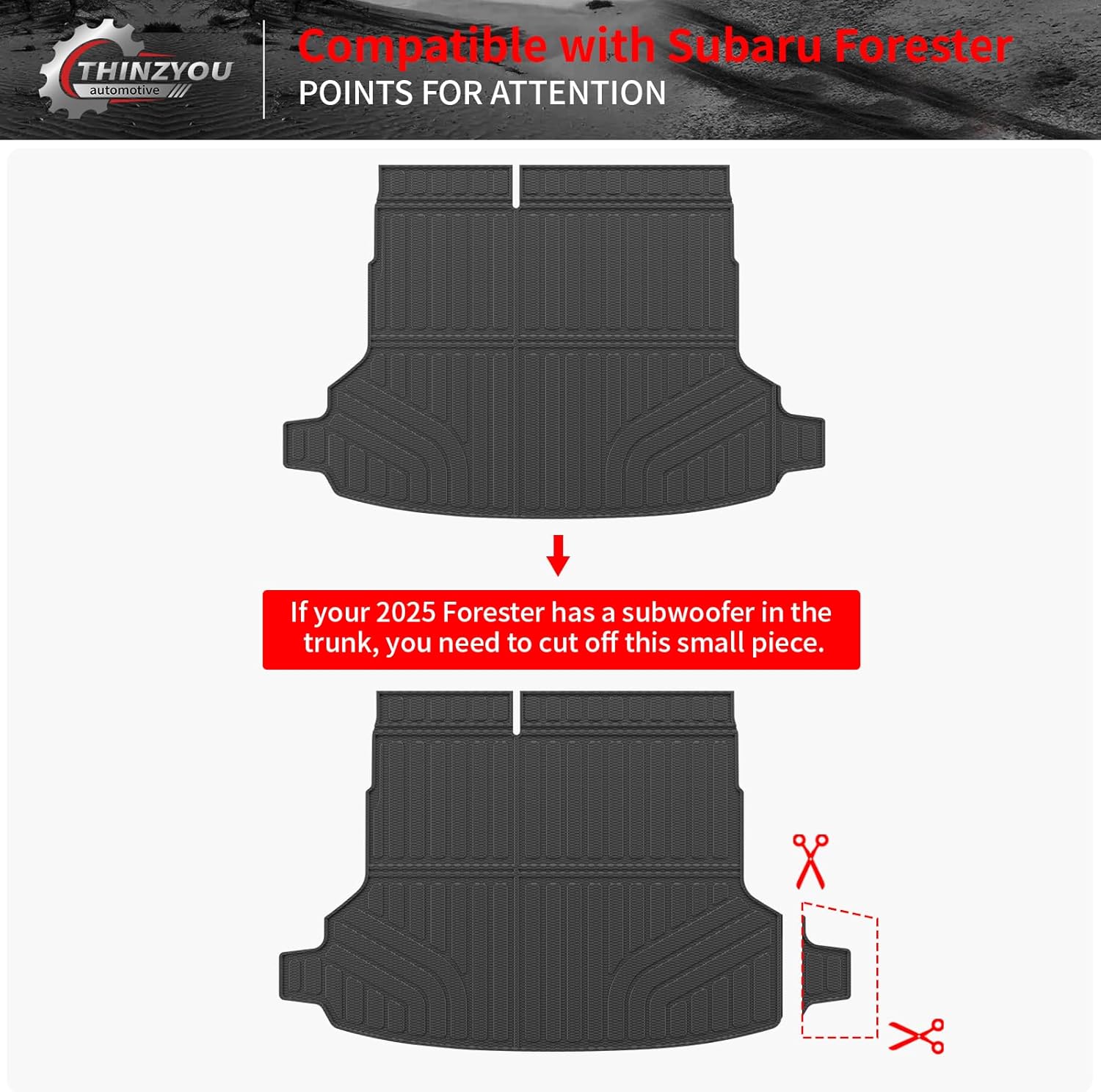 Cargo Mat Compatible with 2025 2026 Subaru Forester NO Hybrid Trunk Mat Cargo Liner Trunk Liner TPE All Weather Back Seat Cover Protector Forester Accessories (Trunk Mat+Backrest Mats)