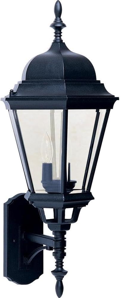 Maxim Westlake 3 Light Outdoor Candle Style Wall Lantern 28 Inch Tall with Black Finish and Clear Glass