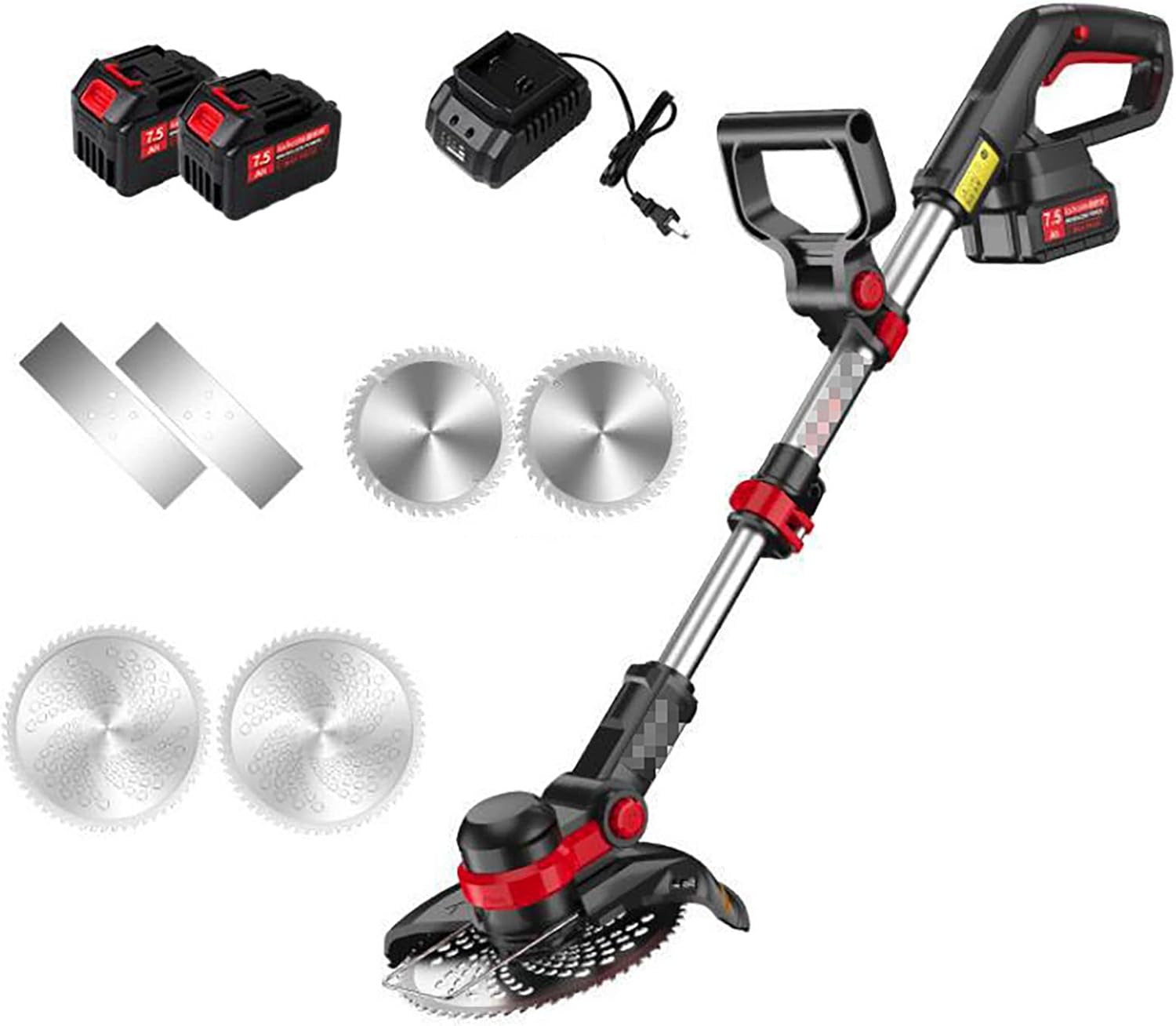 20V Electric Lawn Mower, 20V/7.5Ah Battery Adjustable Teles Handle Rotary Home Small Cordless Lawn Mower with 3 Style Blades Garden Lawn Tri