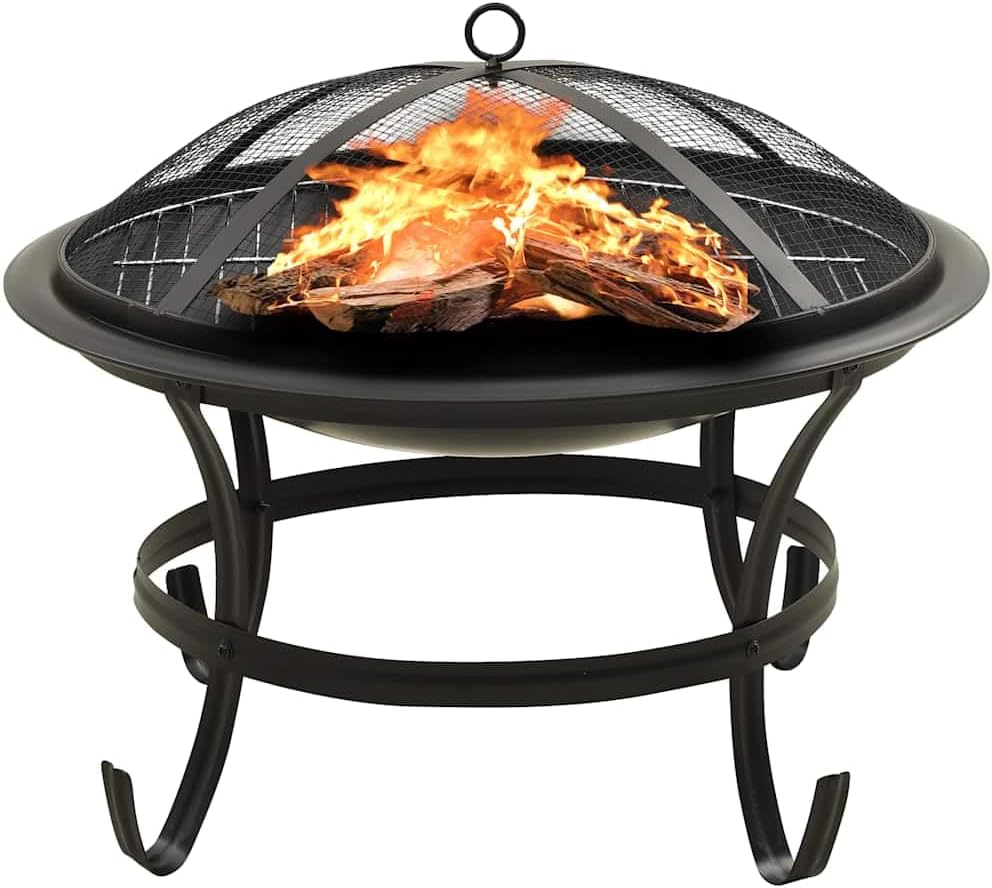 2-in-1 Fire Pit and BBQ with Poker Portable Steel Fire Pit with Cooking Grid for Outdoor Heating and Barbecue 22