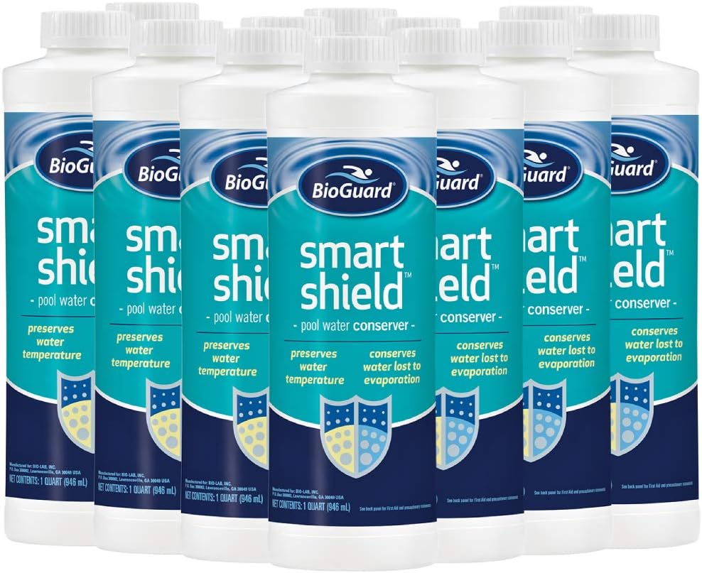 BioGuard Smart Shield, 1 Quart, Pack of 12, Ultimate Pool Water Conserver for Long-Lasting Results, Conserves Water Lost to Evaporation