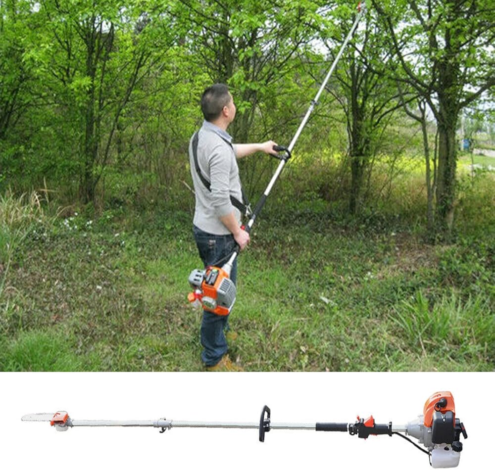 52CC 2 Stroke Cordless Pole Saw, Pole Saws for Tree Trimming, Saw for Branch Cutting, Trimming, Pruning, Single Cylinder, Air-Cooled, Two-Stroke, Branch, Orchard, 90.55 Inches, High Branch Saw