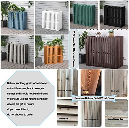 Outdoor Wooden Air Conditioning Cover Decorative Flower Stand Privacy Fence Screen Hide Air Conditioner And Trash Enclosure Air-conditioning External Machine Ra (Natural L106*W45*H96)