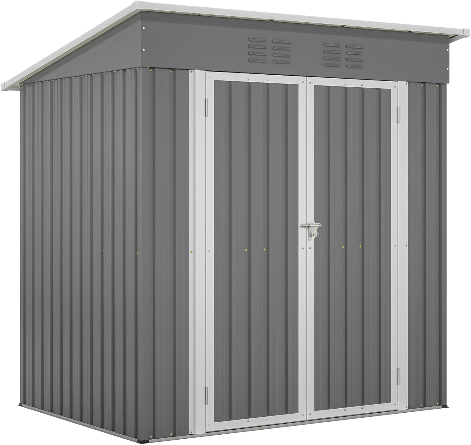 Durable Outdoor Metal Storage Shed for Tools and Pet House, Lockable Door, Easy Assembly, Grey