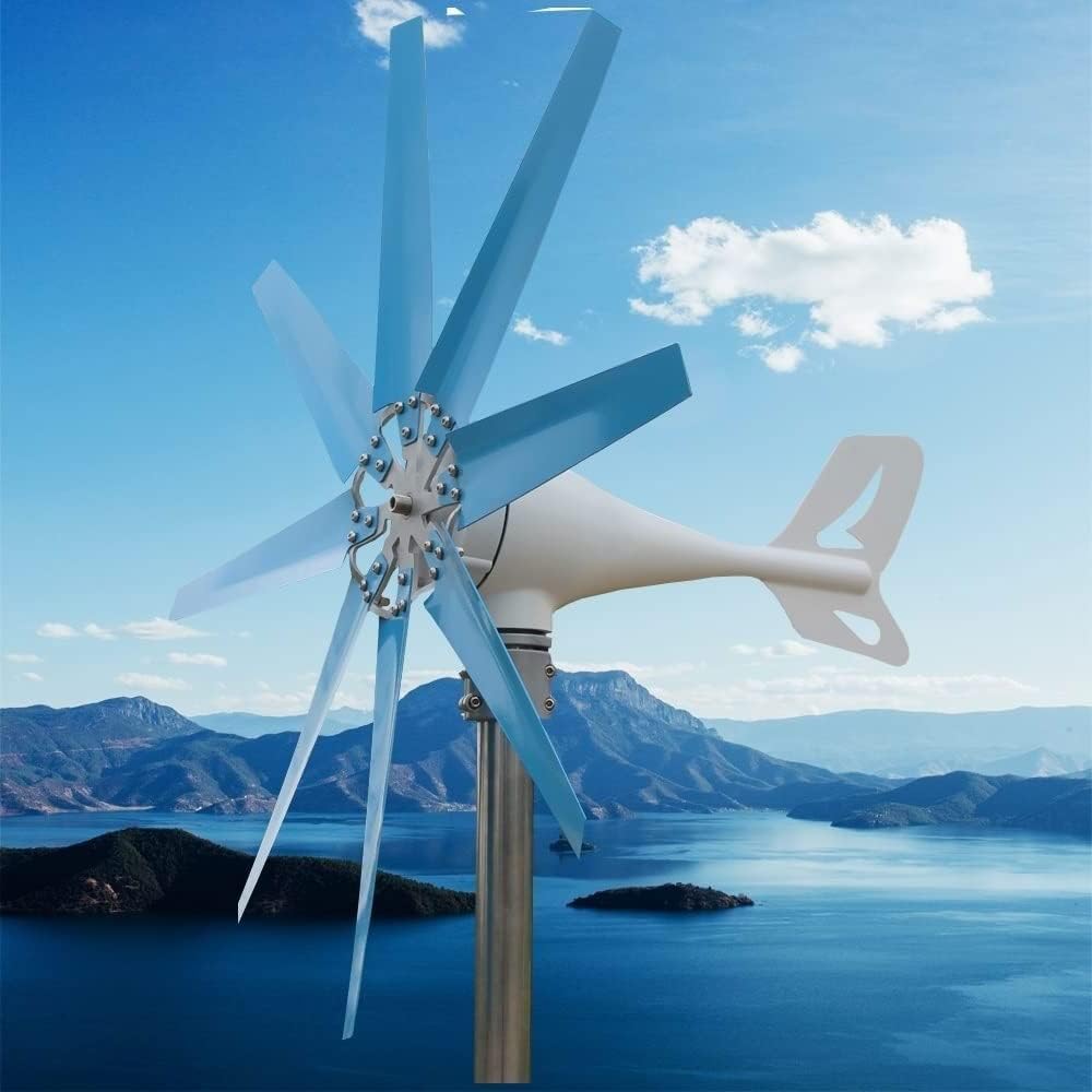 400W Wind Generator, 12V 24V 48V Free Energy Generator, 8 Blades Wind Turbine with Controller, Suitable for Terrace Marine Boat Chalet