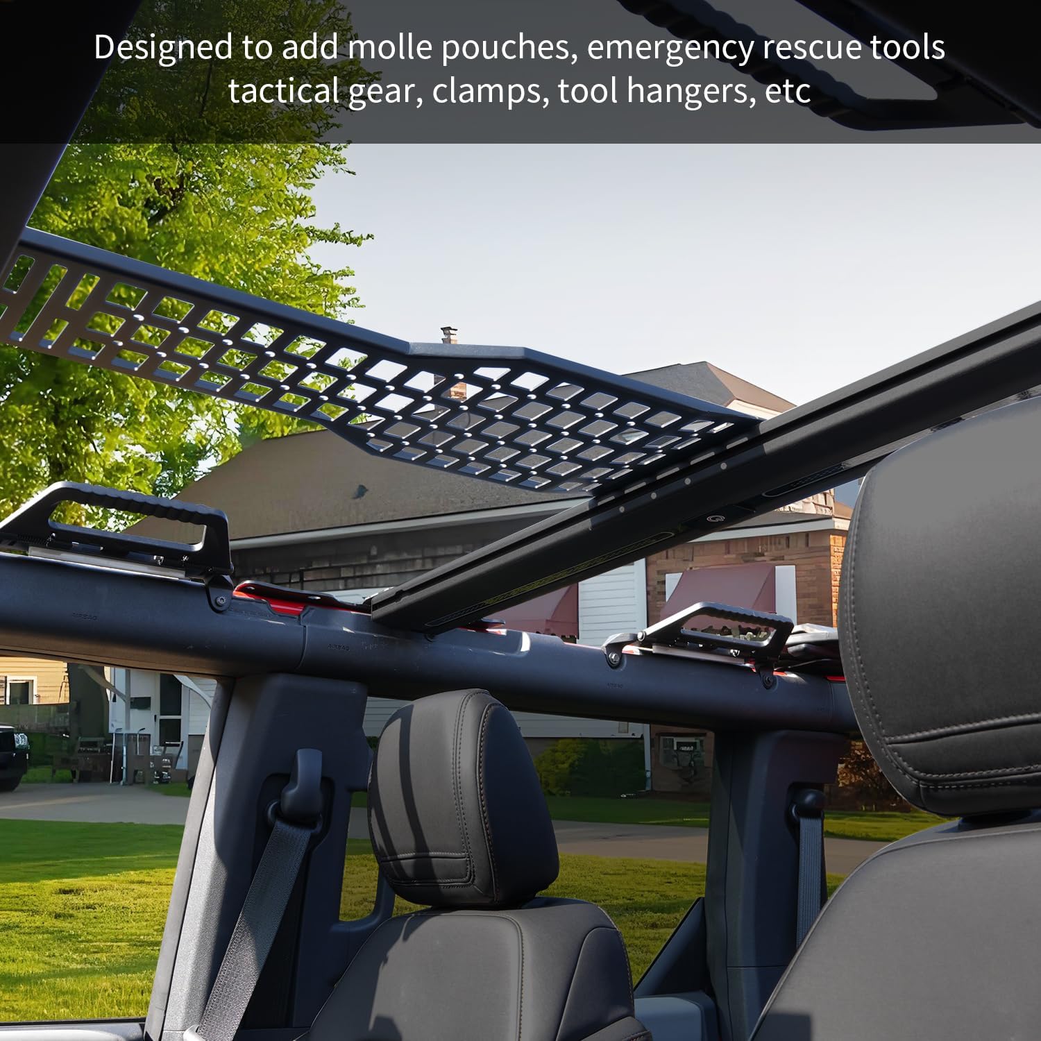 Roof Molle Panel with Built-in Ceiling Lighting Accessory, Fits for Ford Bronco 2021 2022 2023 2024 2025 4-Door Hardtop and Softside Versions, NOT Fits for 2-Door Versions.