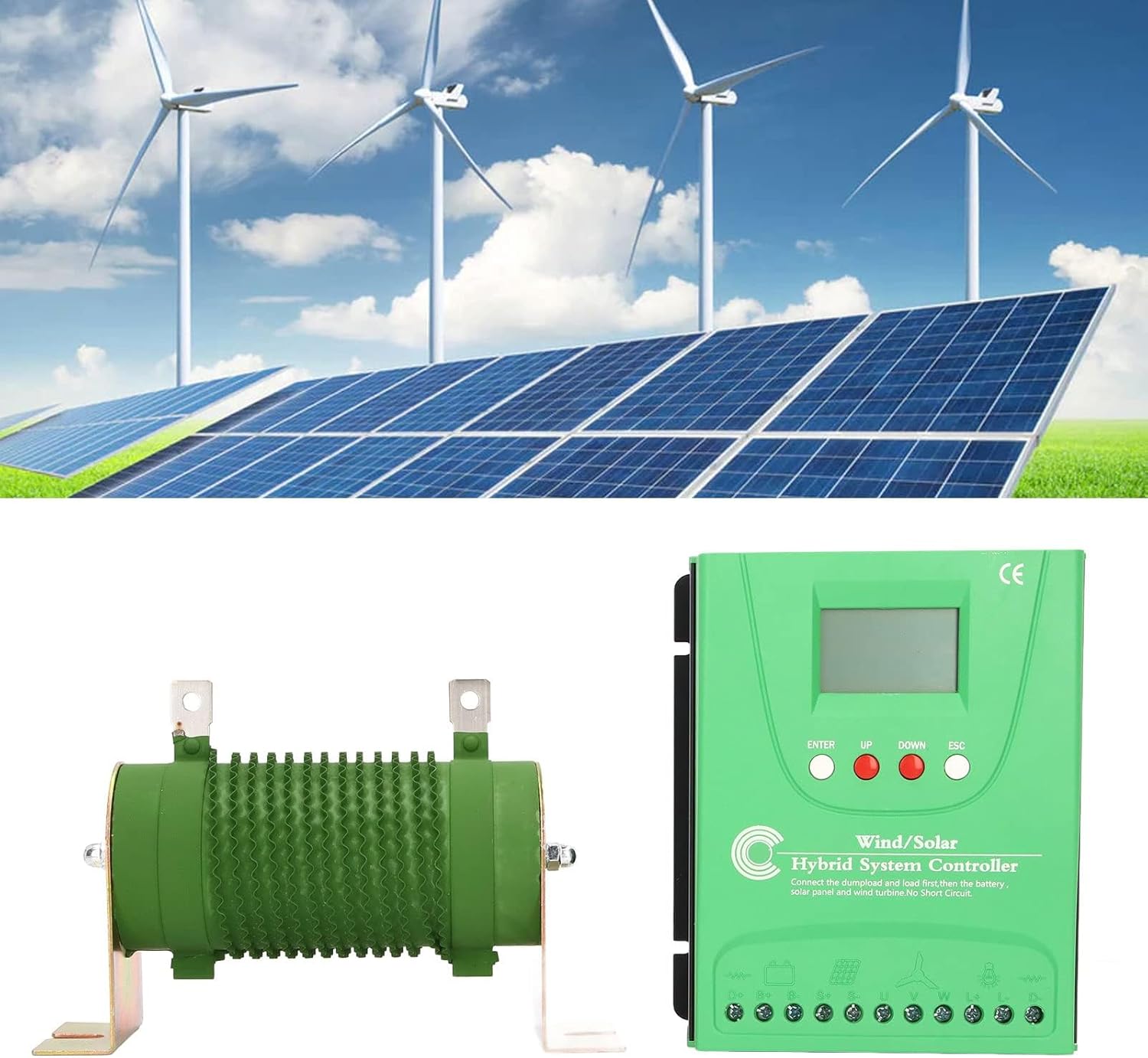 24V 48V Wind Solar Controller, MPPT Boost LCD Solar Energy Controller LCD Large Screen Digital Display(GPI48280)