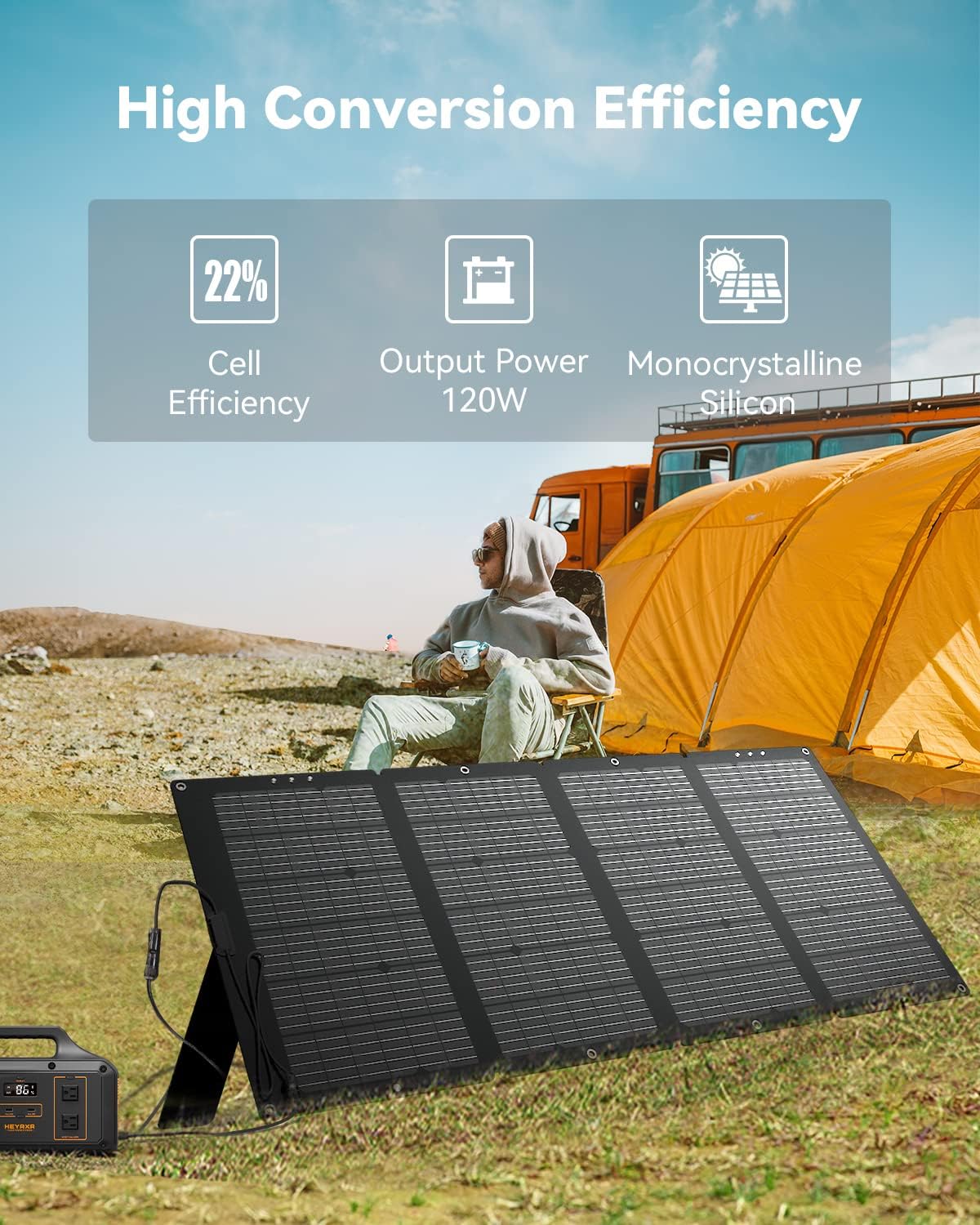 Portable Power Station S500S 511Wh Solar Generator with 100W USB-C PD, 800W AC Outlets, and Li-ion Battery Backup Pack for Home, Camping, Travel, Emergency, and RV Van Use… (120W Solar Panel)