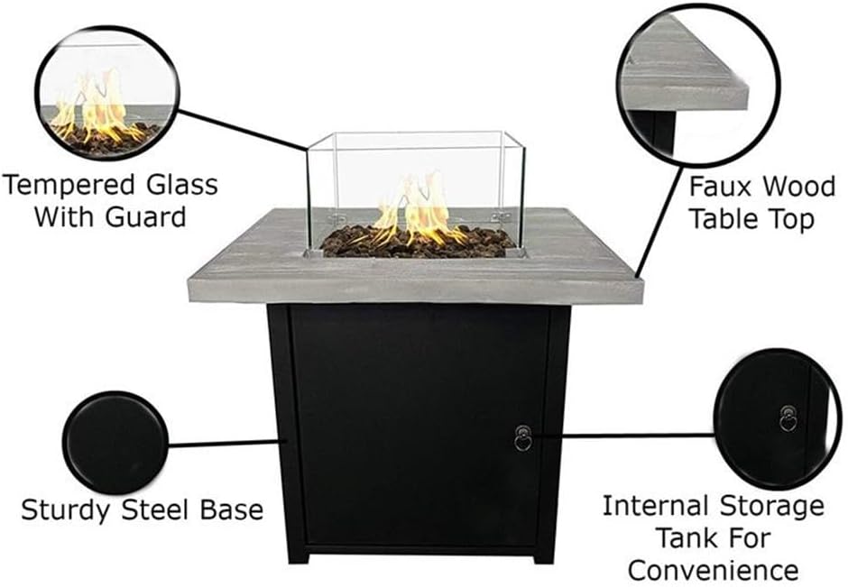 Living Source International Concrete Propane Fire Pit Table in Gray