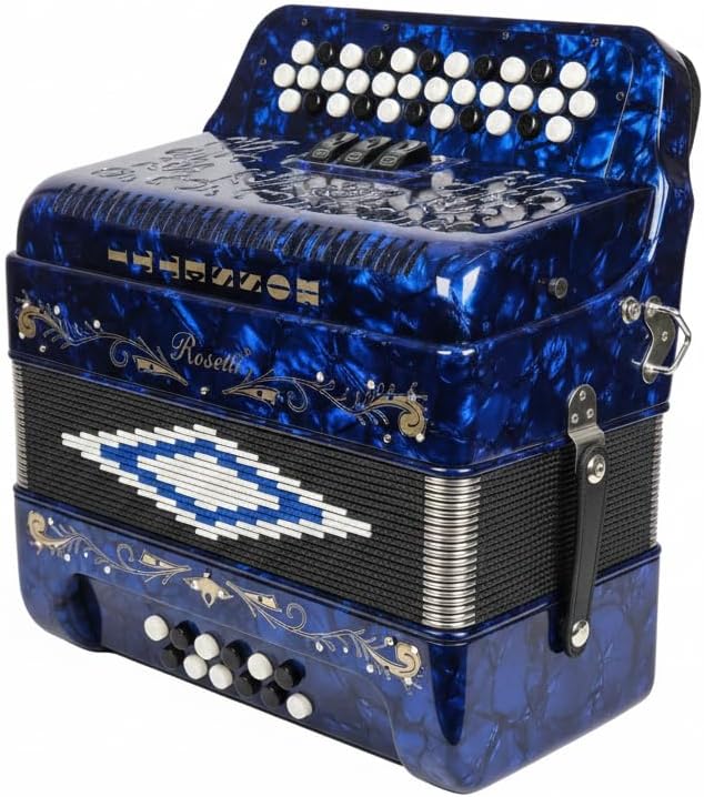 Rossetti 3412 34 Button 12 Bass 3 Switch Accordion (Blue)