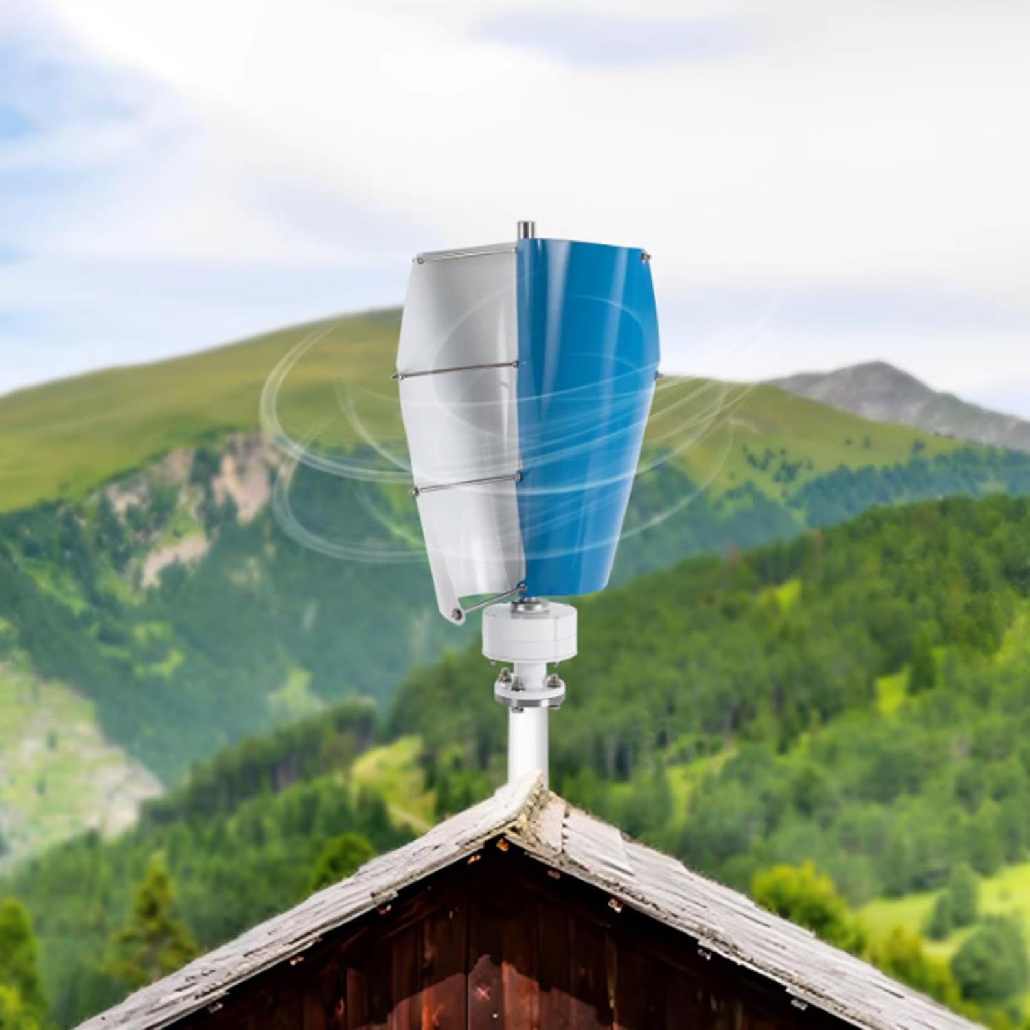 500W 12V 24V Wind Turbine Kit 2 Blades Spiral Wind Power Generator Kit W/Controller Wind Turbine Power Generation for Home,Street Lighting(Blue),48V