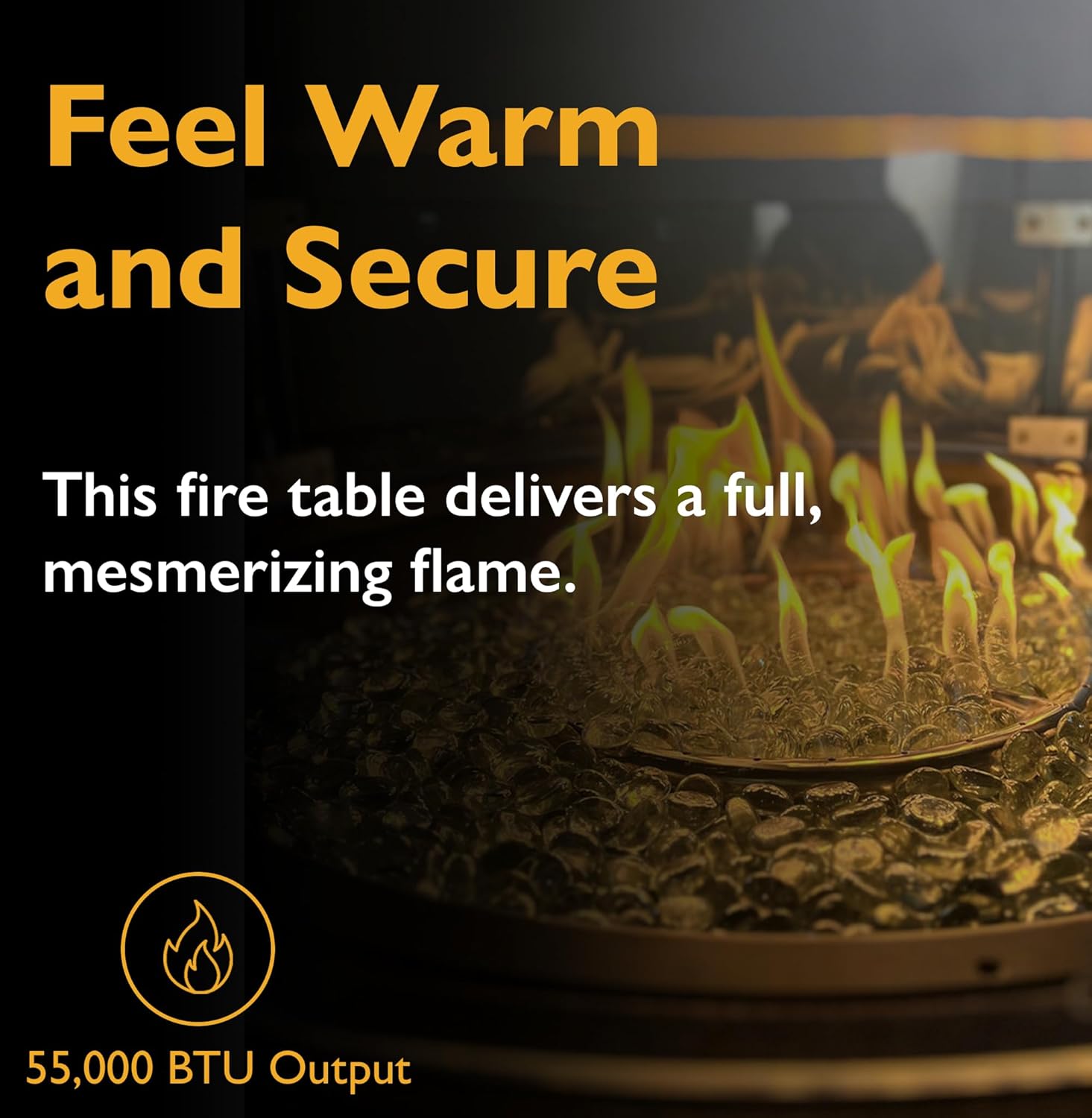 Golden Flame Bel Air 48 x 38 Oval | 55,000 BTU Cast Aluminum Natural Gas Fire Pit Table with Lid, Fire Glass Rocks, Patio Cover, 12-Ft NG Hose | Outdoor Tabletop Fireplace | Antique Copper Finish