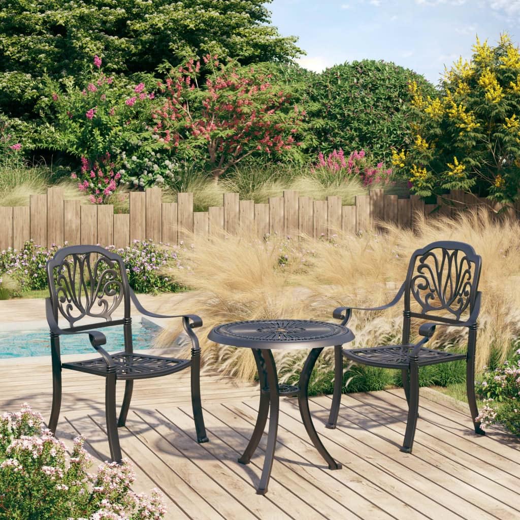 3 Piece Bistro Set Cast Aluminum Black,Cast Aluminum Patio Bistro Set: Comfortable, Durable, and Elegant Outdoor Furniture Sets, Patio Furniture
