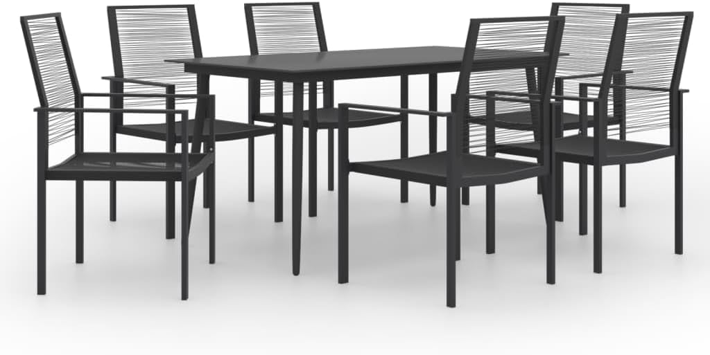 7 Piece Patio Dining Set,Modern Outdoor Patio Dining Set with Durable Glass Table and WaterResistant Chairs for Stylish Outdoor Living Furniture Sets for Patio, Lawn & Garden