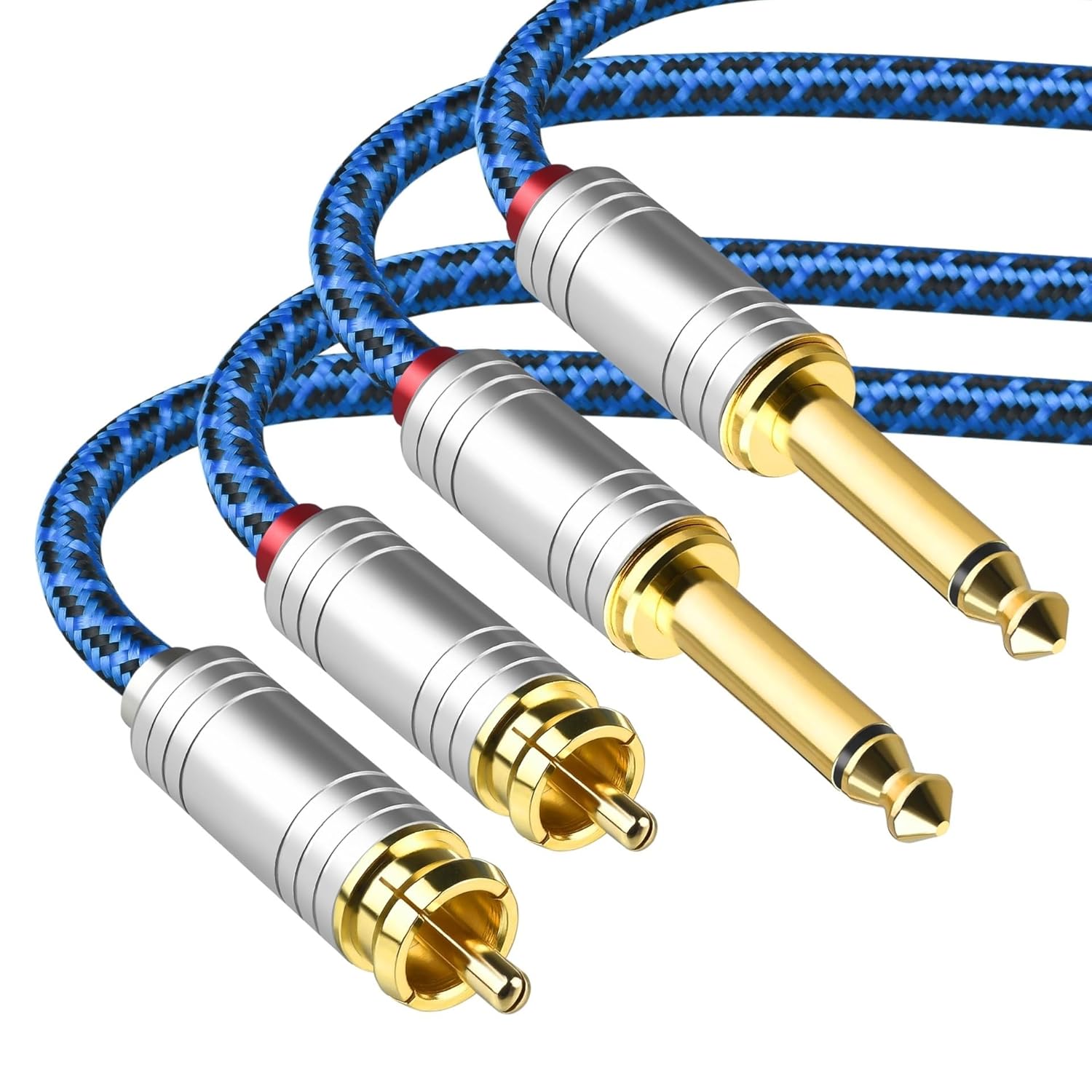 Pro Audio Cable Cable 3.5 to Dual 6.5 Amplifier One-to-Two Large Two-core 6.35mm Blue(2 Meters)