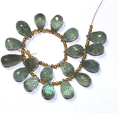 JP_BEADS Natural Moss Aquamarine Faceted Teardrop Briolettes Size 13x8-17x8 mm 4