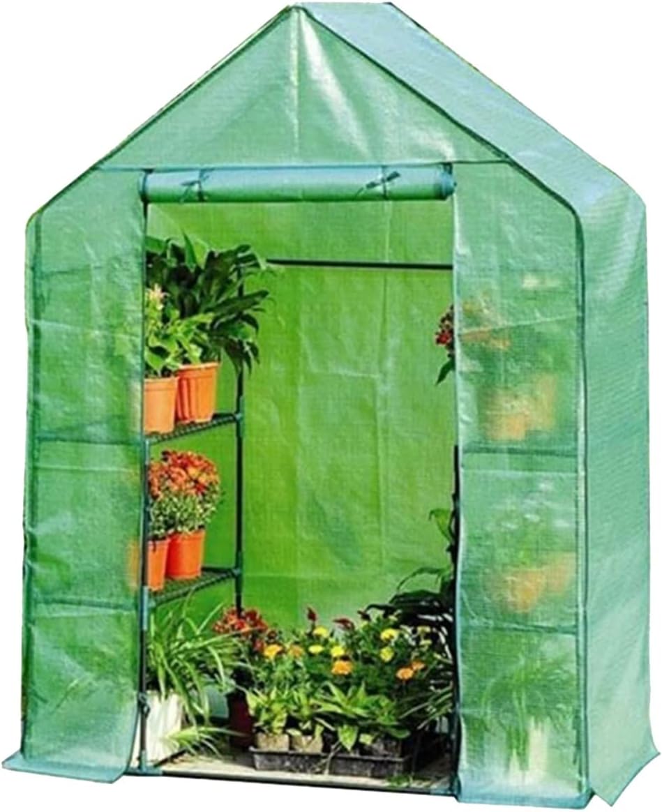 Garden Greenhouse Vegetable Tent, Tomato Growing Room, Double Zipper with 4 Shelves, Suitable for Outdoor Garden Lawn Flower Stand Tent (Color : Green, Size : 143x73x195cm)