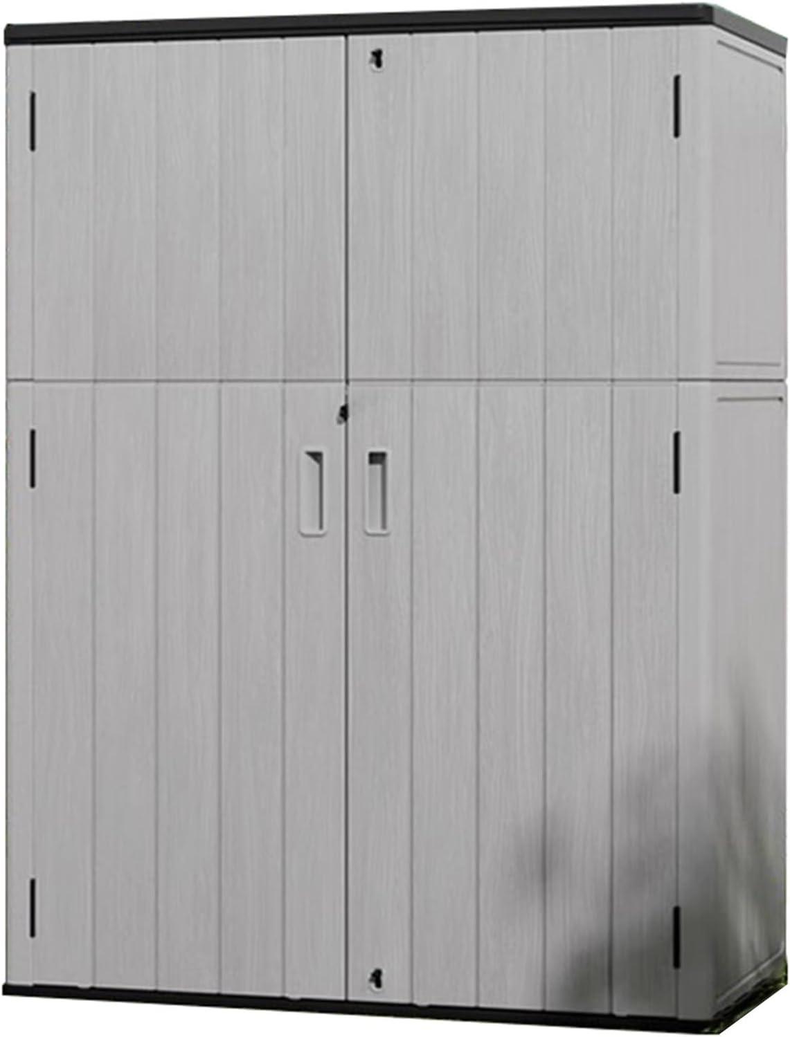 Storage Shed Plastic Vertical Storage Shed，with Adjustable Shelfs and Lockable Door for Sofa Cushion Tool Equipment(Gray,51.5X69.3X27.5in)
