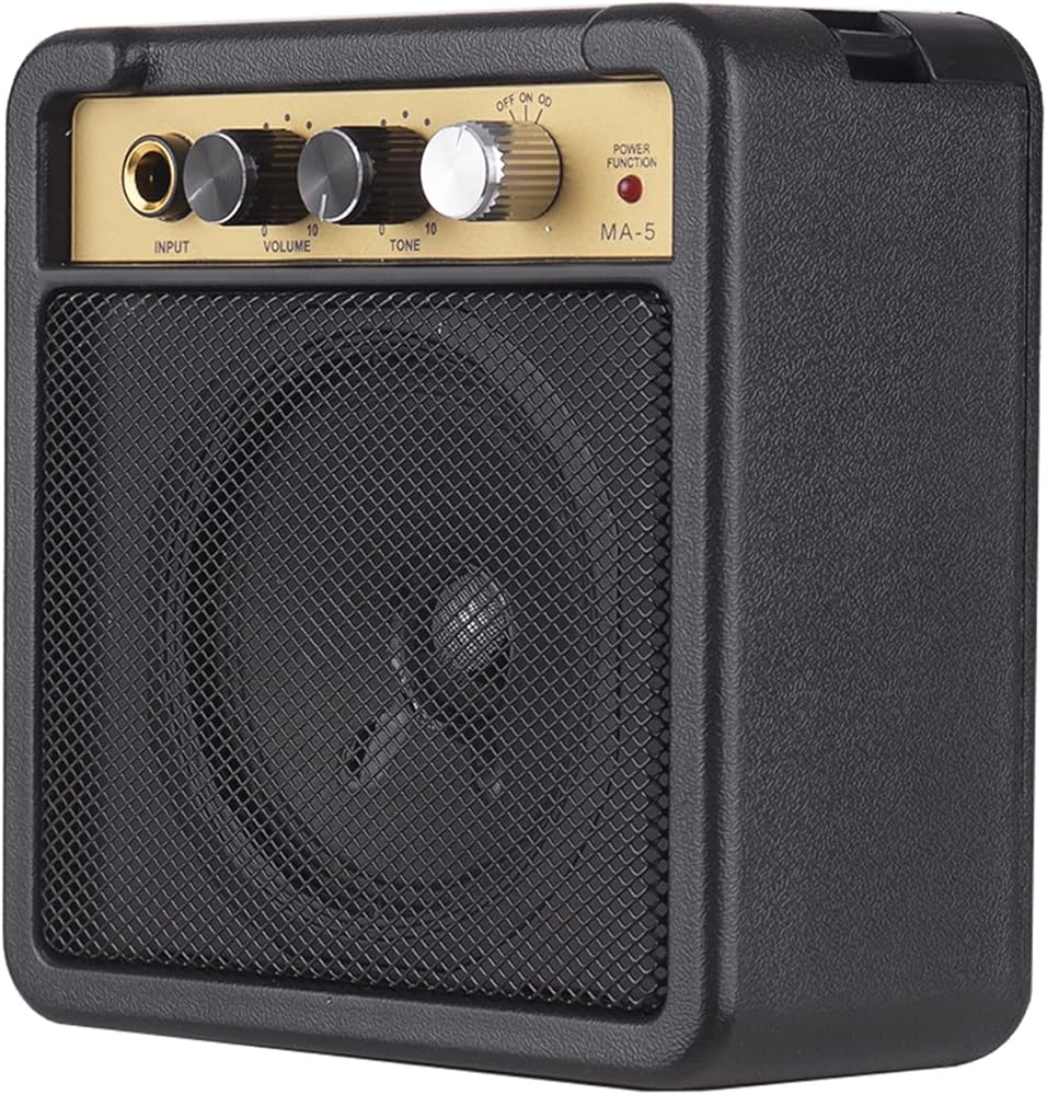 M Guitar Amplifier Amp Speaker 1W with 6.35mm Input 1/4 Inch Headphone Output Supports Volume Tone Adjustment