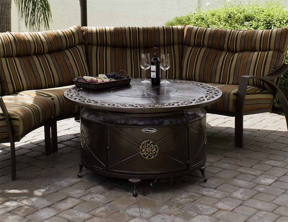 Hiland 48'' Cast Aluminum Propane Fire Pit Table, 42K BTU's, Round