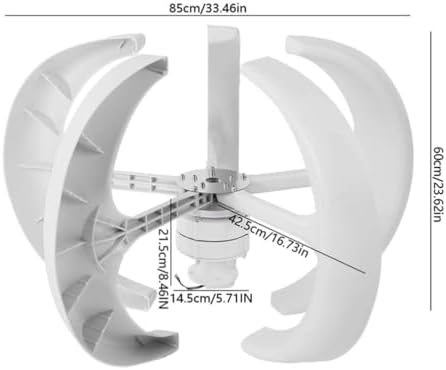 5000W Vertical Axis Wind Turbine Generator - 5 Blades, 12V/24V/48V/220V, Permanent Magnet, IP67 Waterproof, Perfect for RVs and Terraces with Controller