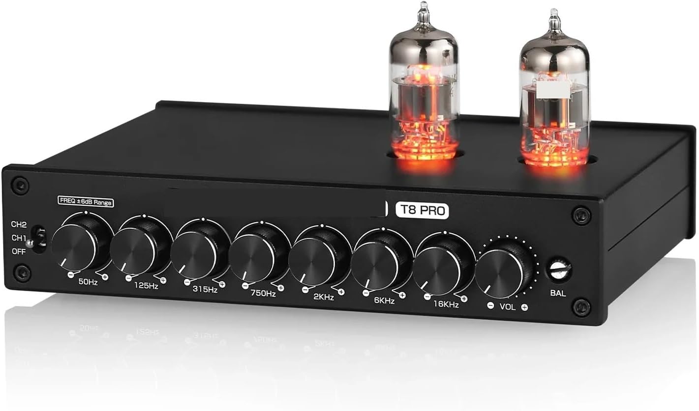 HiFi Tube Stereo Balanced XLR/Preamplifier 7 EQ Equalizer Desktop Headphone Amplifier