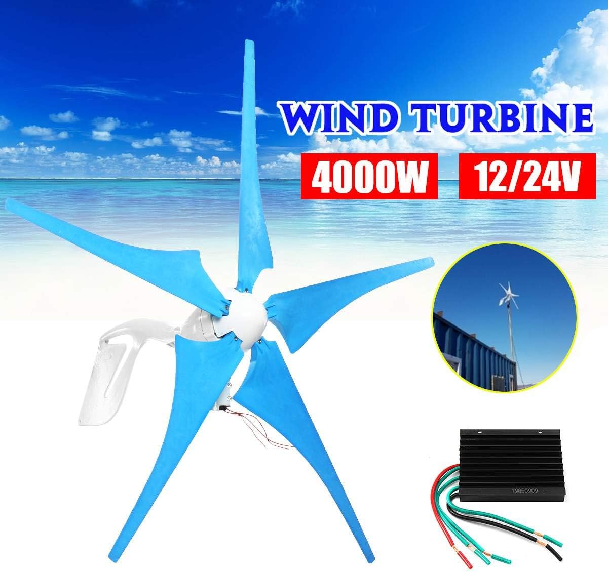 4000W 12V 24V Wind Turbine Generator Windmill Fit with Controller for Home Street Lamps Monitoring Boat,12v