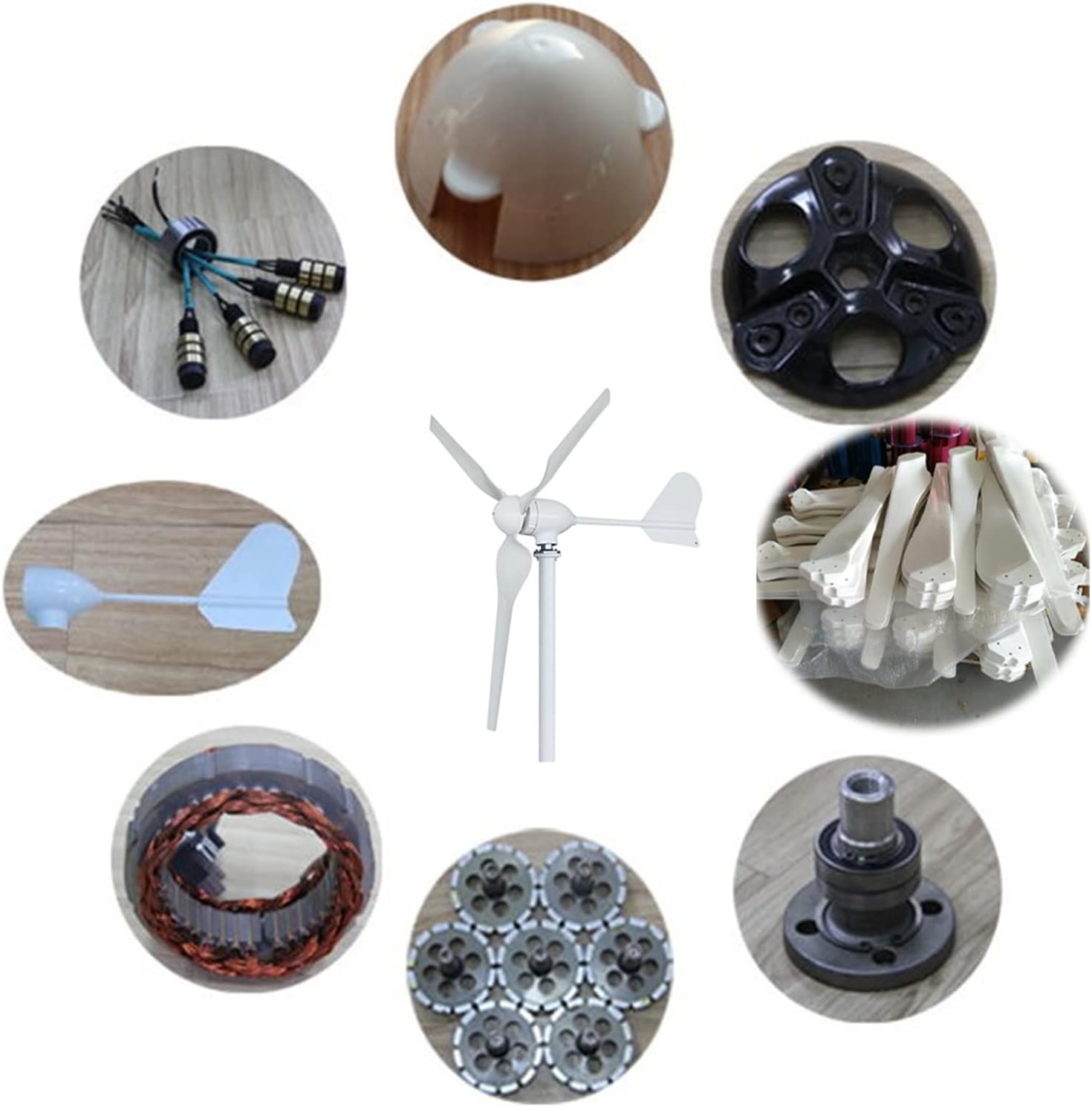 3000W Wind Turbine Generator Kit, Horizontal Turbine with 3 Blades 12V/24V/48V Low Noise Low Starting Speed for Home(MPPT Hybrid Control,24V)