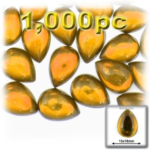 The Crafts Outlet 1000-Piece Acrylic Flatback Cabochons Teardrop Beads, 13 by 18mm, Jewel Tone Assortment