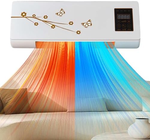 2 In 1 Wall Mounted Heating System, Cooling/Heating, Kitchen Wall Air Conditioner Fan, for Bathroom Office, RV Air Conditioner Heater and Fan Combo(Brown)