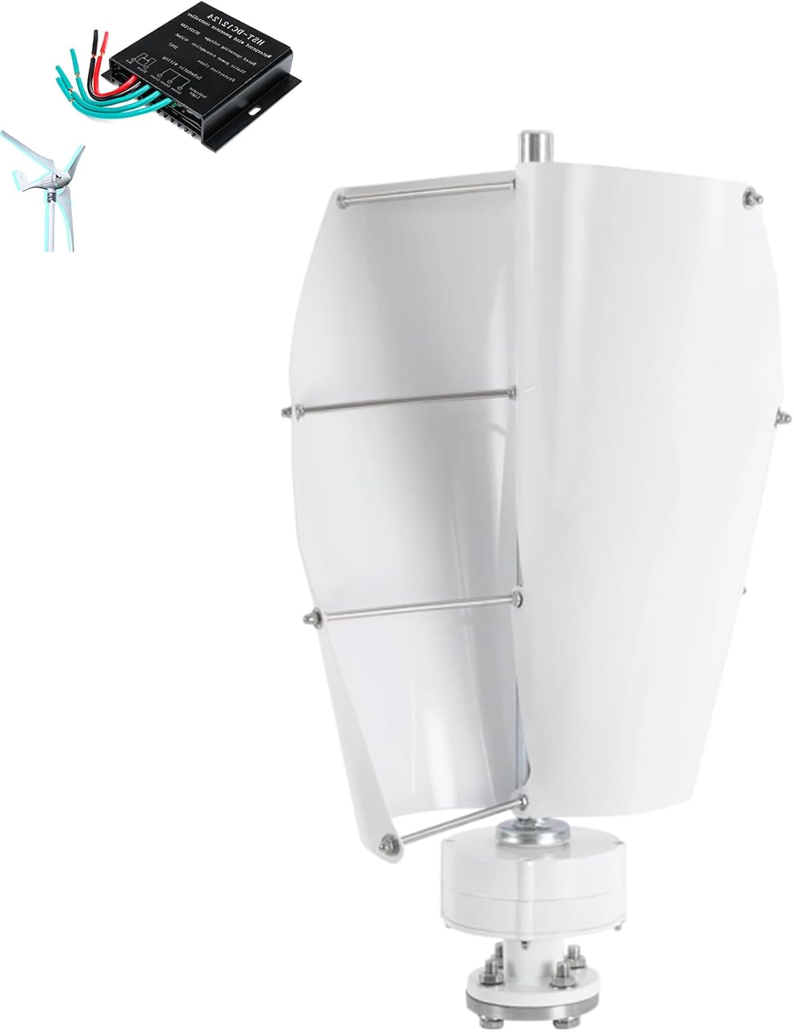 10000W-16000W Spiral Wind Power Generator 12V 24V 48V 220V No Noise Vertical Axis Wind Turbine Kit W/Controller 2 Blade for Wind and Solar Power Generation