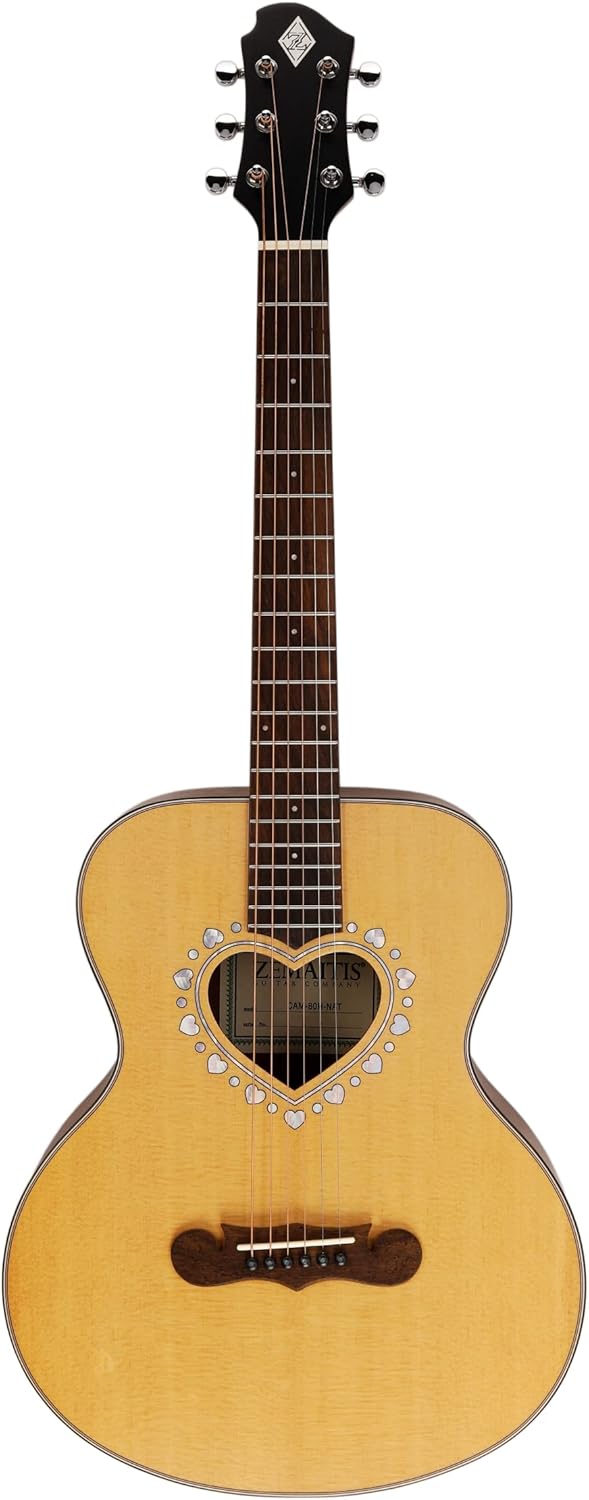 ZEMAITIS CAM 80H 3/4 ACOUSTIC GUITAR WITH HEART SOUNDHOLE AND ROSETTE (NATURAL)